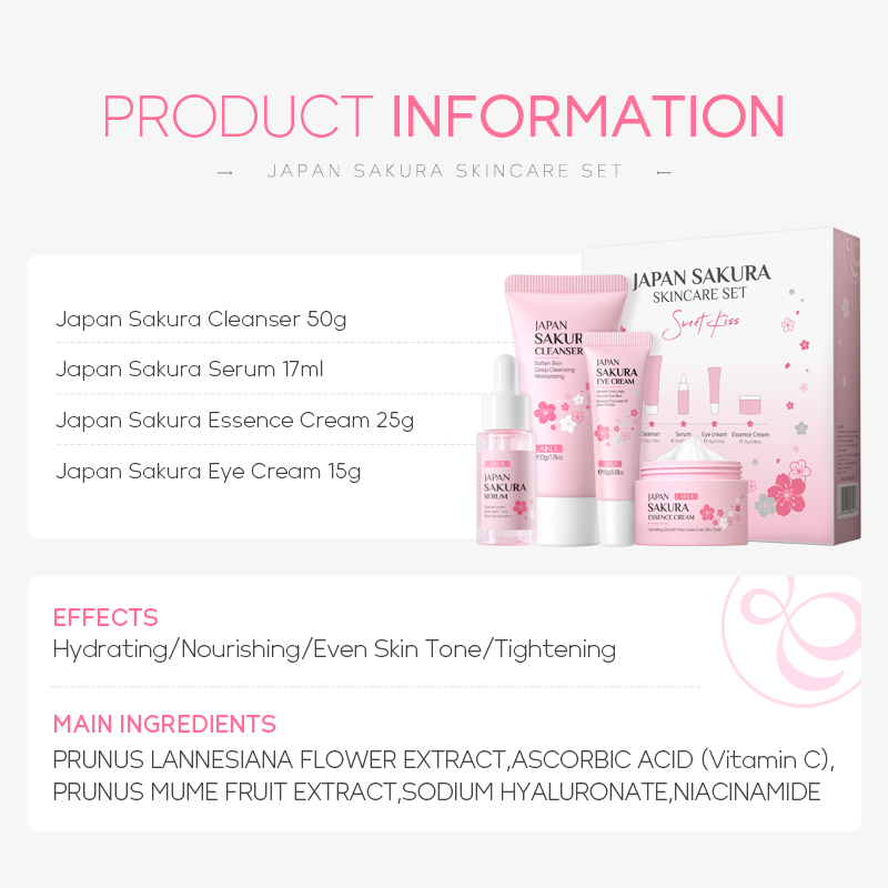 Laikou Japan Sakura Whitening Skin Care 4Pcs Set